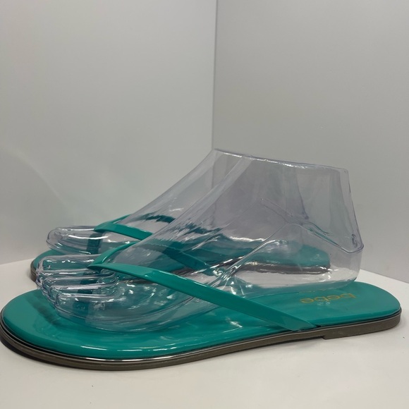 BEBE Women ILISTRA Thong Sandal FLIP FLOPS pool beach shoes Flats 9 Teal Gold - Picture 2 of 11